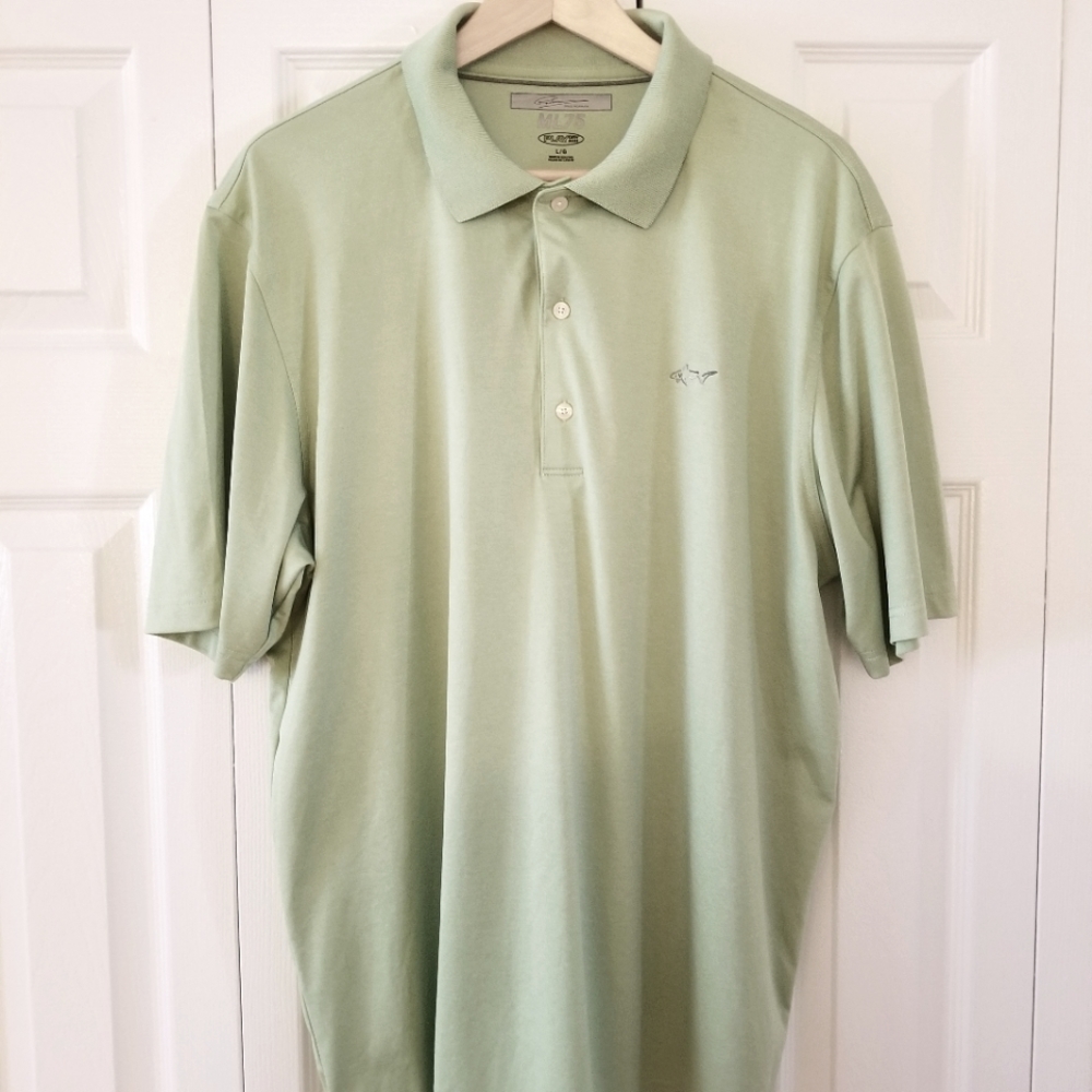 Greg Norman Polo Golf Shirt Men's Large ML75 Play Dry Green Short Sleeve Casual